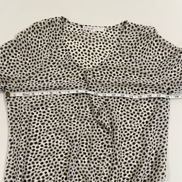 Cleo Leopard Print Long Sleeve Blouse with Ruffle Front, Size XS - Picture 5 of 9